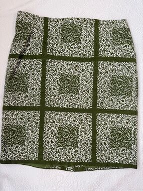 Ann Taylor Factory Olive Green Floral Waistband Skirt